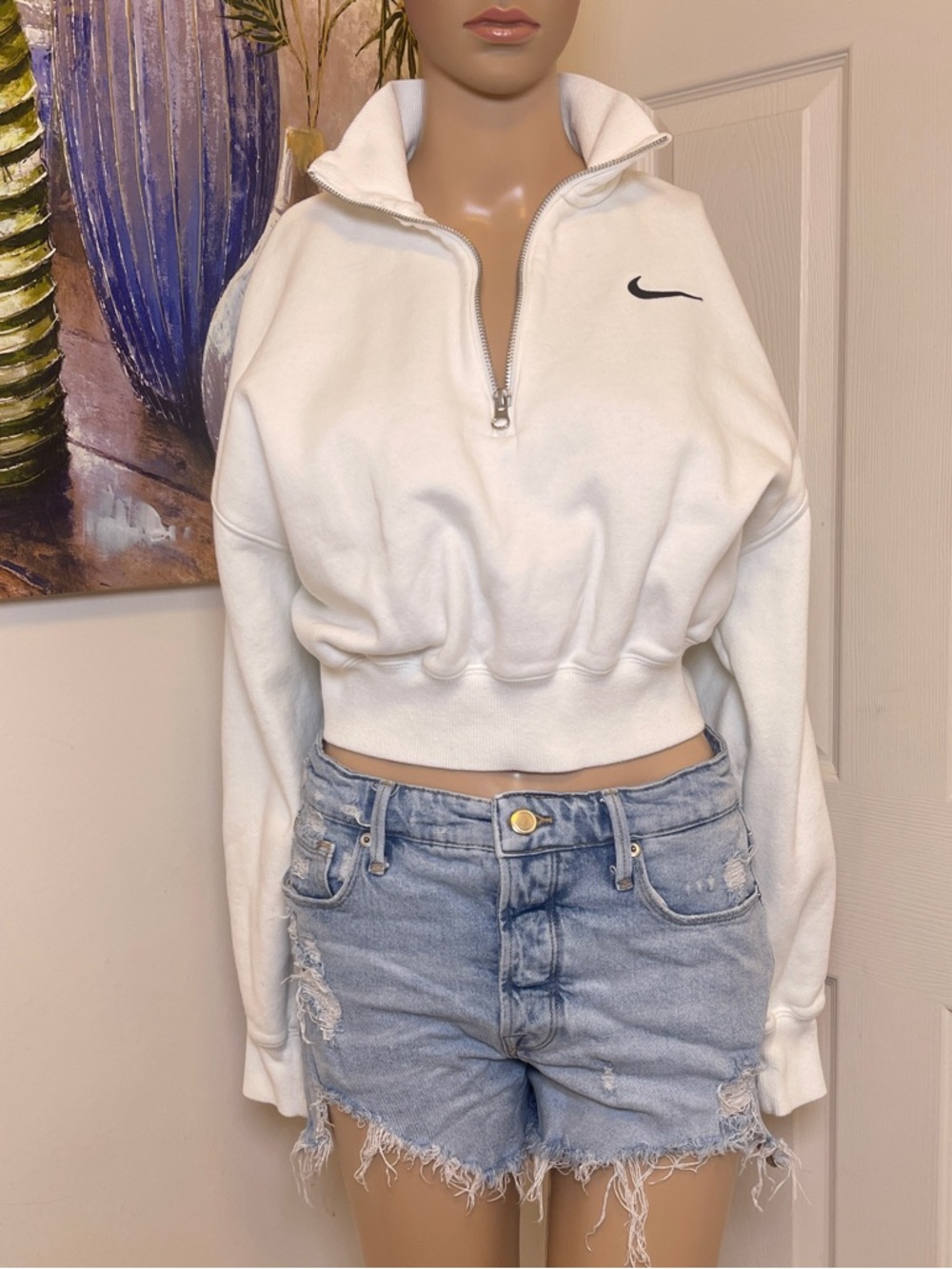 Nike Sportswear Phoenix Fleece Women's Oversized 1/2-Zip Crop Sweatshirt. Size M - Picture 12 of 12